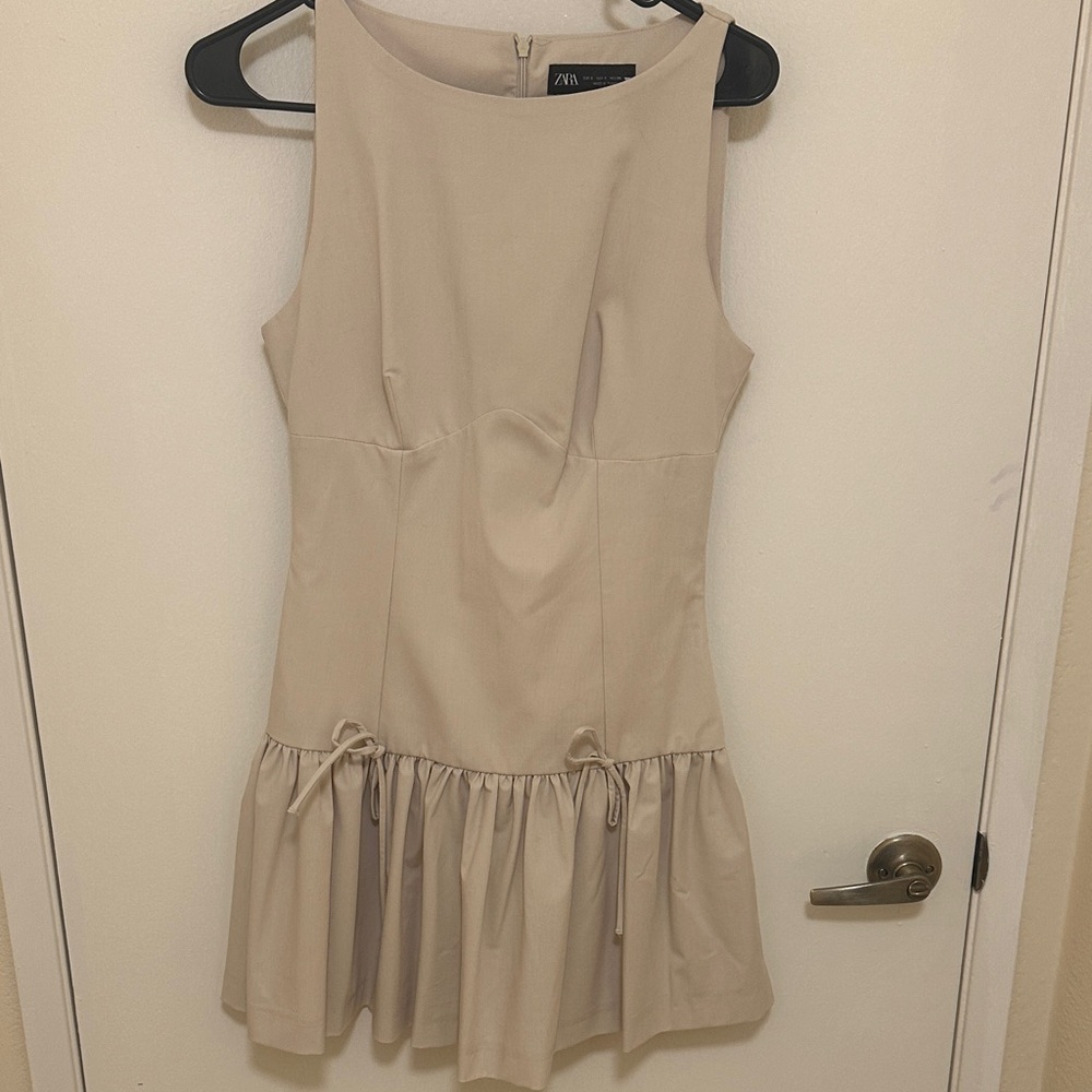 Zara Beige Sleeveless Mini Dress